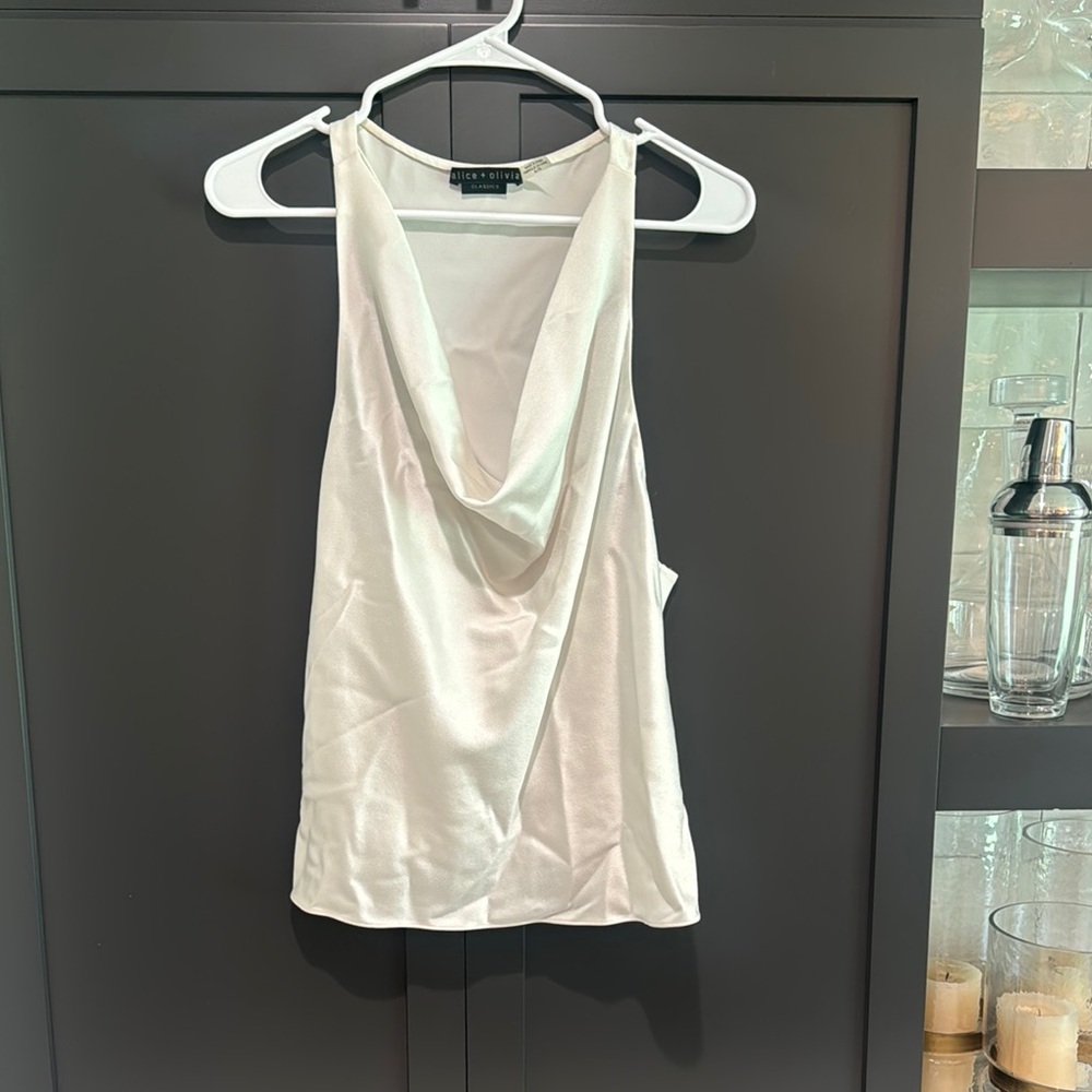 Alice & Olivia Cream Draped Sleeveless Tank Top